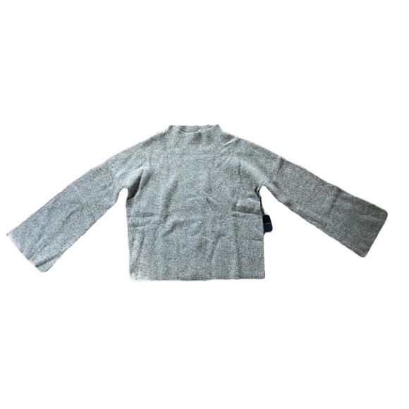Brown Allan Gray Sweater Women’s Cozy Merino Wool Yak Bell Sleeve Cropped small - Picture 1 of 9